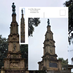 Forsyth Park Burgeroorlog Memorial Savannah GA Fot Briefkaart