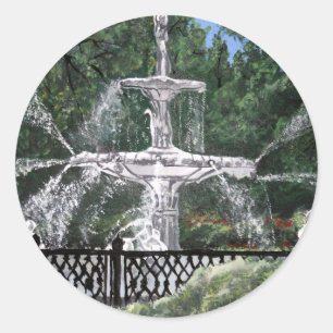 Forsyth Park Waterfontein Savannah Georgia GA Ronde Sticker