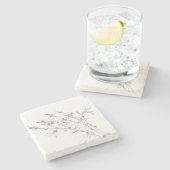 Forsythia Branch Stone Onderzetter (Zijkant)