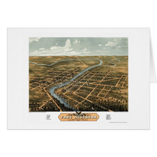 Fort Atkinson, carte panoramique de WI - 1870 (Devant horizontal)