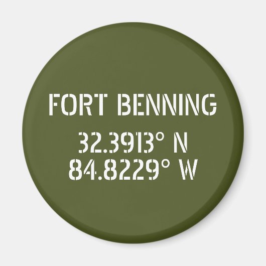 Fort Benning Latitude Lengtegraad Magneet (Voorkant)
