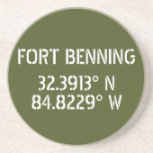 Fort Benning Latitude Lengtegraad Zandsteen Onderzetter (Voorkant)
