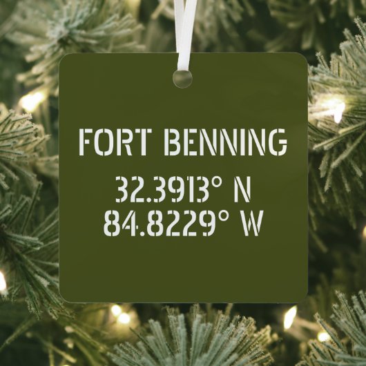 Fort Benning Latitude Longitude Keepsake Metalen Ornament (Insitu)