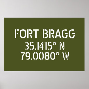 Fort Bragg Latitude Lengtegraad Poster