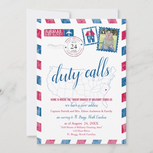 Fort Bragg, NC Militaire Verhuizing Aankondiging (Voorkant)