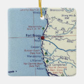 Fort Bragg Retro Map Keramisch Ornament (Voorkant)