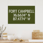 Fort Campbell Breedtegraad Lengtegraad Poster (Keuken)