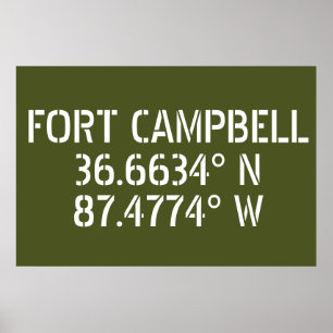 Fort Campbell Breedtegraad Lengtegraad Poster