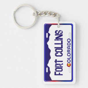 Fort Collins Colorado blauw licentie bord sleutelh Sleutelhanger