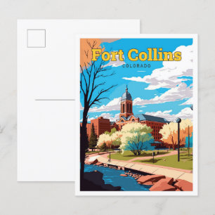 Fort Collins Colorado Reizen  Illustratie Briefkaart
