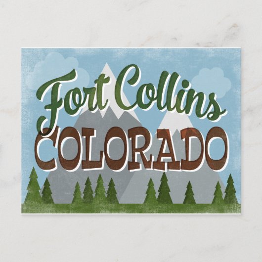 Fort Collins Colorado Snowy Mountains Briefkaart (Voorkant)