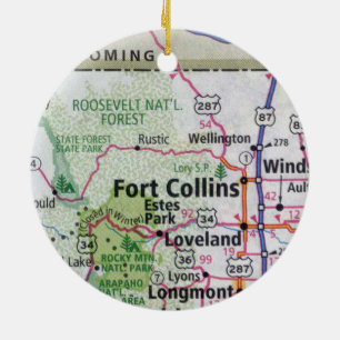 Fort Collins en Estes Park Map Keramisch Ornament