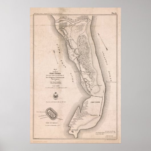Fort Fisher Civil War Map Poster (Voorkant)