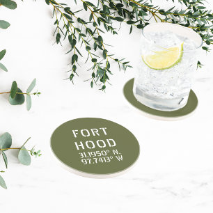 Fort Hood Latitude Lengtegraad Zandsteen Onderzetter