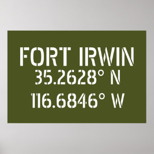 Fort Irwin Breedtegraad Lengtegraad Poster
