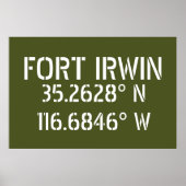 Fort Irwin Latitude Longitude Poster (Voorkant)