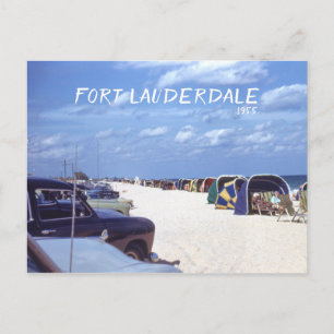 Fort Lauderdale Beach Cabanas Retro Travel Afbeeld Briefkaart