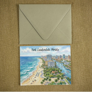 Fort Lauderdale Florida Aquarel Illustratie Briefkaart
