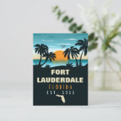Fort Lauderdale Florida Beach Retro Sunset 60's Briefkaart (Staand voorkant)