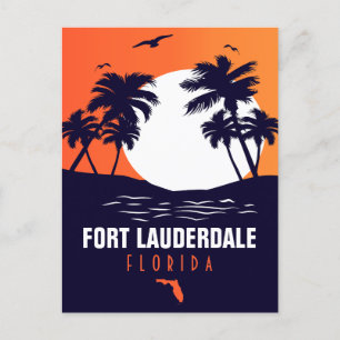 Fort Lauderdale Florida Beach Retro Tropische jare Briefkaart