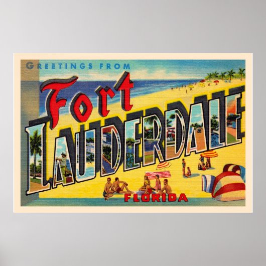 Fort Lauderdale Florida FL Briefkaart met grote le Poster (Voorkant)