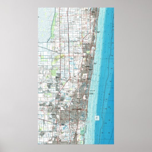 Fort Lauderdale Florida Map (1985) Poster (Voorkant)