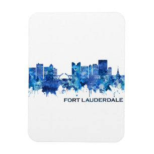 Fort Lauderdale Florida Skyline Blue Magneet