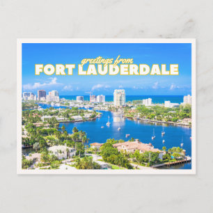 Fort Lauderdale Retro Florida Luchtfoto Van Boot Briefkaart