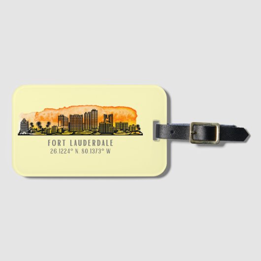 Fort Lauderdale Skyline & Coordinates Bagagelabel (Voorkant (horizontaal))