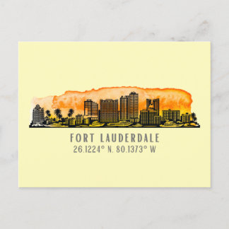 Fort Lauderdale Skyline & Coordinates Briefkaart