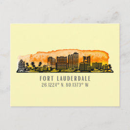 Fort Lauderdale Skyline & Coordinates Briefkaart