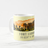 Fort Lauderdale Skyline & Coordinates Koffiemok (Voorkant links)