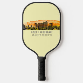 Fort Lauderdale Skyline & Coordinates Pickleball Paddle