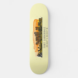 Fort Lauderdale Skyline & Coordinates Skateboard