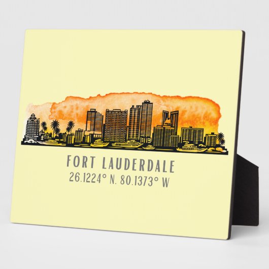 Fort Lauderdale Skyline & Coordinates Tabletop Fotoplaat (Zijkant)