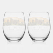 Fort Lauderdale Skyline & Coordinates Wijnglas Zonder Voet (Achterkant)