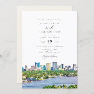 FORT LAUDERDALE Waterverf Skyline Wedding Kaart