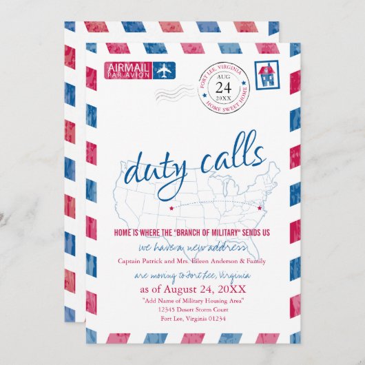 Fort Lee Virginia Military Moving Faire-part (Devant / Derrière)