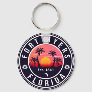 Fort Myers Beach Florida Retro Sunset Souvenirs Sleutelhanger