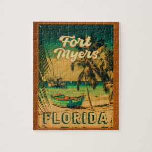 Fort Myers Beach Retro Florida Retro Souvenir 80s Legpuzzel