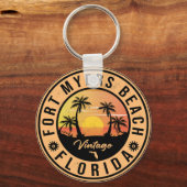 Fort Myers Beach Retro - Florida Retro Sunset Sleutelhanger (Voorkant)