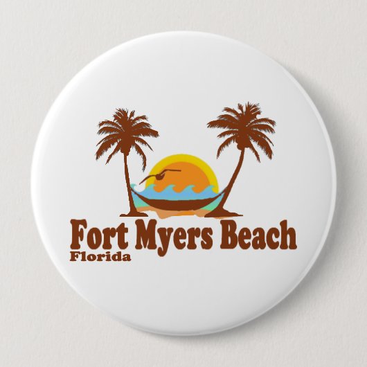 Fort Myers Beach. Ronde Button 4,0 Cm (Voorkant)