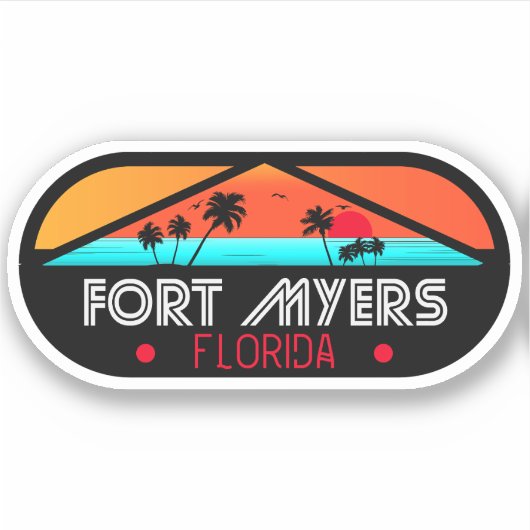 Fort Myers Florida Beach - Retro  Souvenir Sticker (Voorkant)