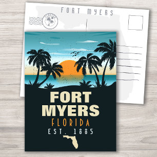 Fort Myers Florida Beach - Retro Sunset 60s Briefkaart