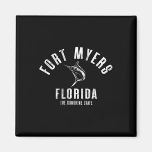Fort Myers Florida Fl Retro Vintage Strand Voorzij Magneet