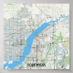 Fort Myers Florida USA kaart Poster