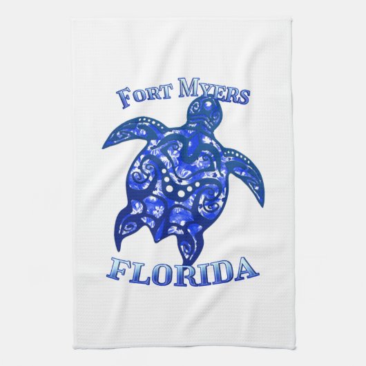 Fort Myers Florida Vacation Tribal Turtle Theedoek (Verticaal)