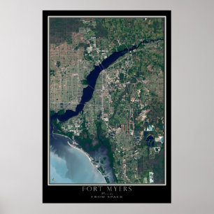 Fort Myers Florida van Ruimte SatellietKaart Poster