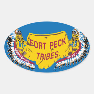 Fort Peck Assiniboine Vlagsticker Ovale Sticker