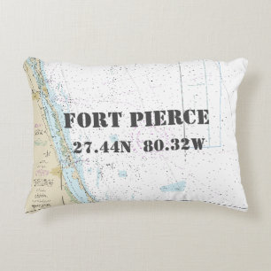 Fort Pierce FL Nautical Chart Latitude Lengtegraad Decoratief Kussen